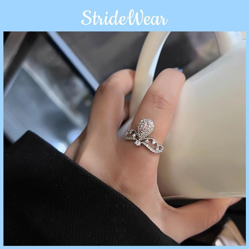 Charming Pink Crown Ring For Women Unique Design Adjustable Copper Fashion Jewelry