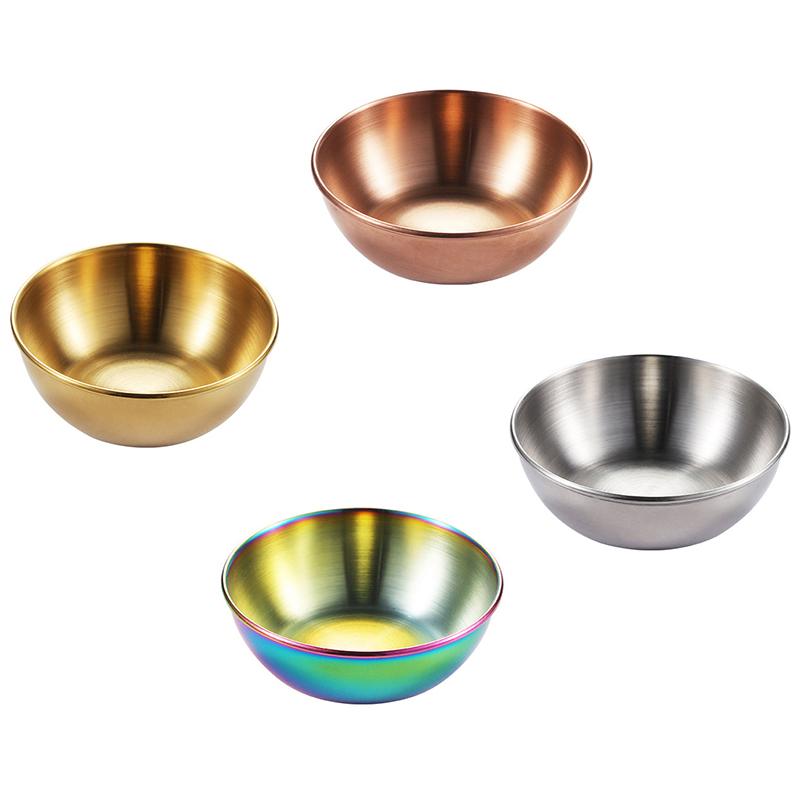 1Pcs Stainless Steel Golden Colorful Sauce Dishes Appetizer Seasoning Serving Dishes Sets Tray Splice Plates Kitchen Tableware