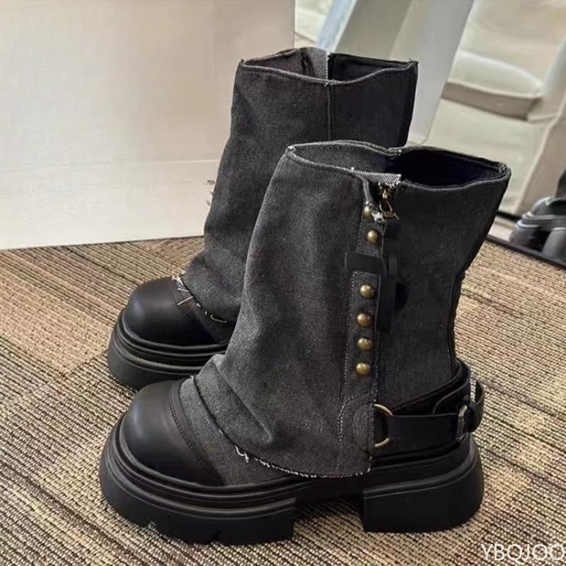 

Модные универсальные полусапоги на толстой подошве для женщин, новая весна-осень, ретро минималистичная обувь, повседневные удобные женские ботинки 38 чёрный