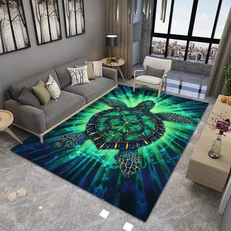 Iridescent Turtle Printing Large Carpet Anti Slip and Wear-resistant Used in Living Rooms Mat Bedrooms and Other Scenes Soft Rug