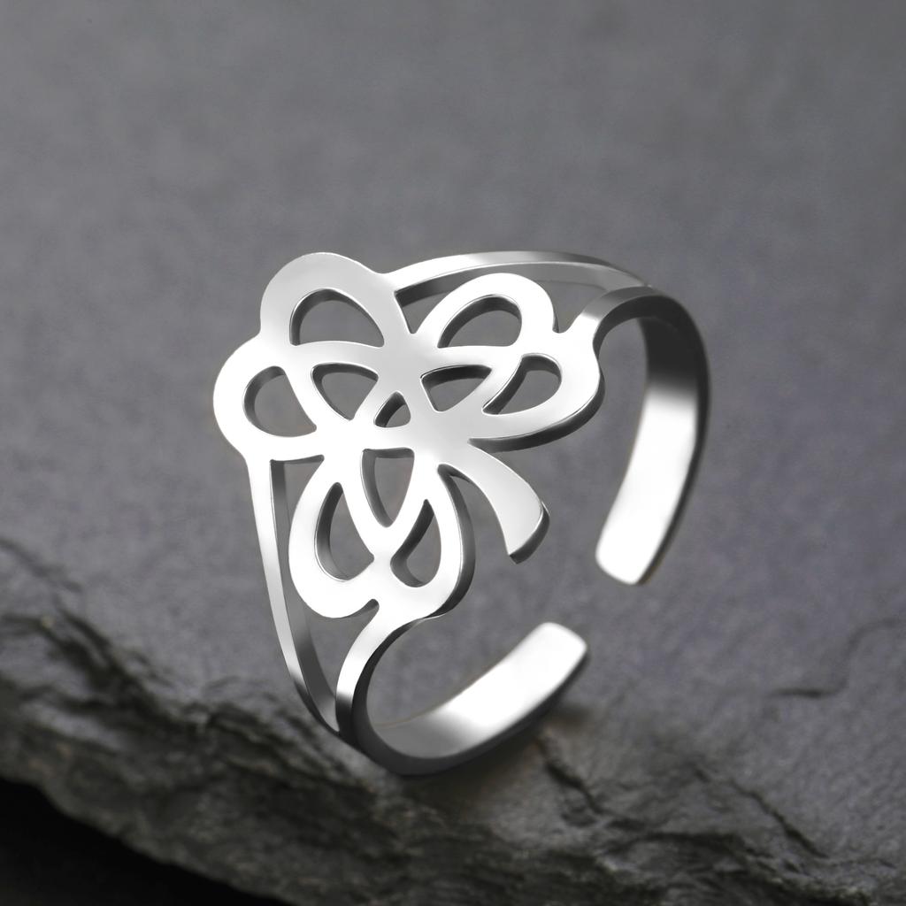 LIKGREAT Irish Knot Ring Shamrock Rings for Women Men Stainless Steel Adjustable Celtic Clover Protection Wedding Gift Jewelry