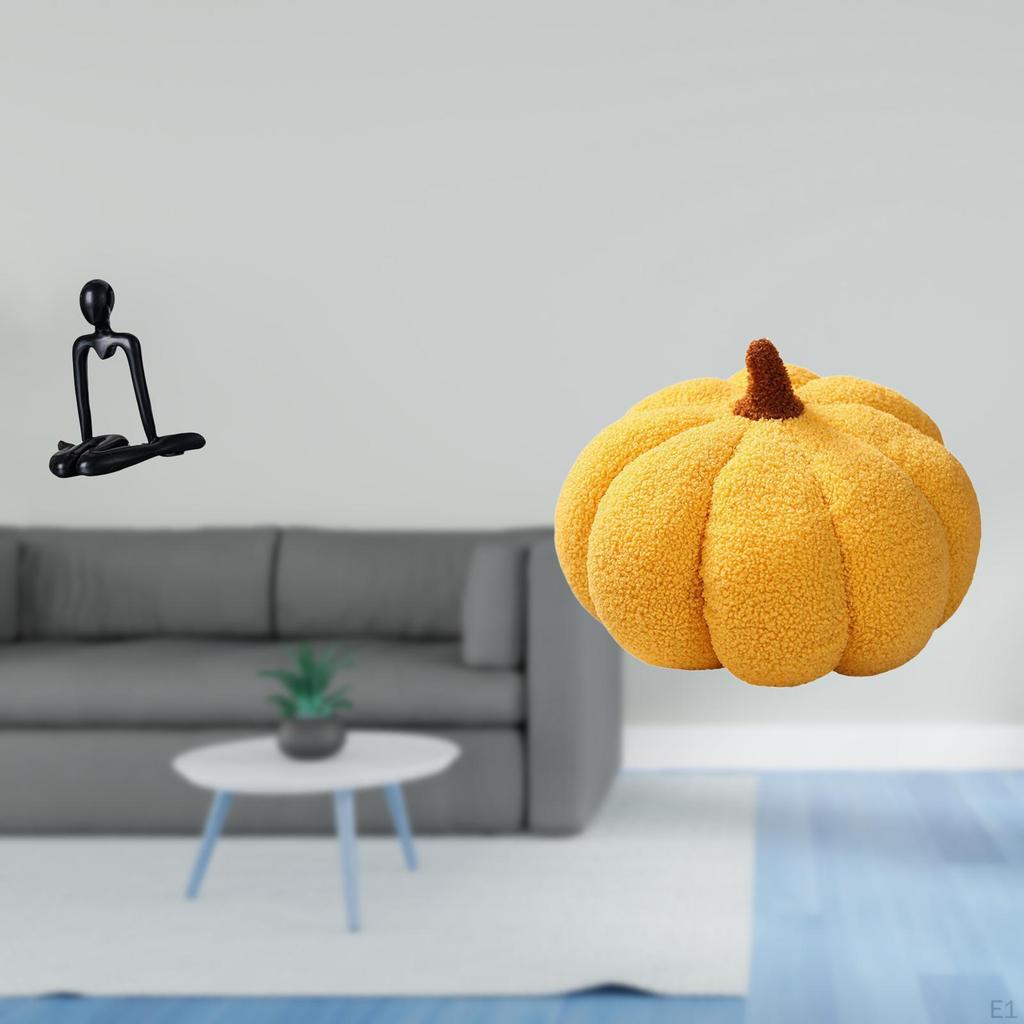 Abstract Thinker Sculpture And Pumpkin Pillow Decorative Figurine for Bedroom Cabinet Bookshelf Sofa
