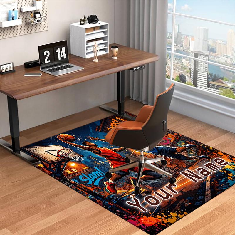 1PC Custom Name Street Basketball Dreams Theme Floor Mat Ideal for Living Room, Game Rooms, Office, Bedroom,Floor Mat Playful Design57