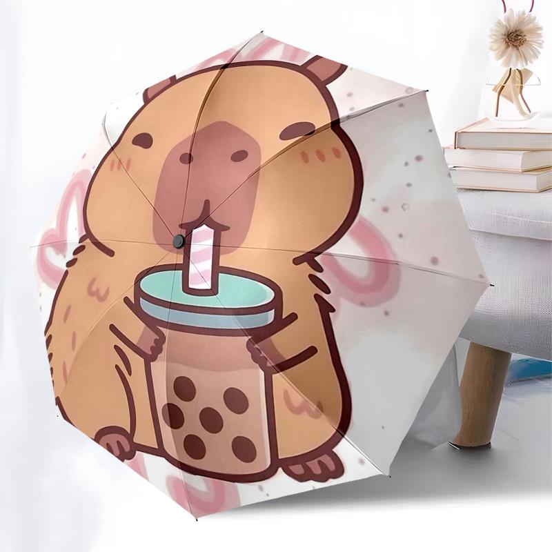 Capybara Themed Travel Umbrella-8 Ribs Automatic Opening and Closing, Portable Folding Design, Compact and Stylish Umbrella Suitable for Out