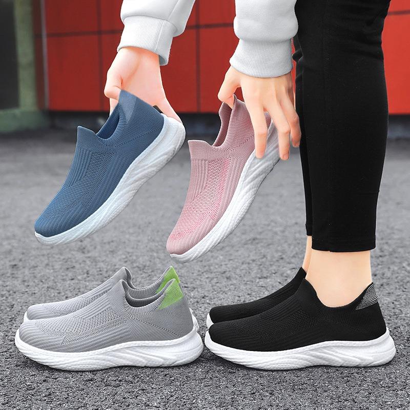 Shoes Women's Autumn New Fly-woven Women's Shoes Men's and Women's Casual Shoes Polyurethane Lightweight One-pedal Cloth Shoes