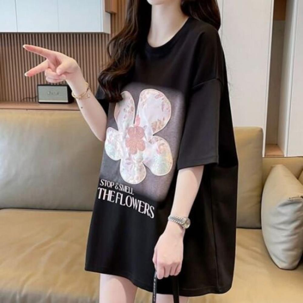 Navava Women Loose FiT Flower PrinTing T shirT nT2298
