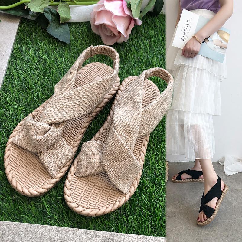 Spring and summer new muffin bottom cloth cover foot casual women's sandals