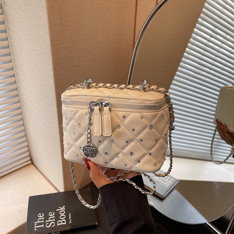 Rhombus chain versatile shoulder box bag women's 2025 summer new high-end messenger bag