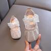 Nuove scarpe in pelle per bambine stile principessa coreana per primavera/autunno, piccole/medie/grandi, scarpe singole, scarpe da ballo, scarpe da spettacolo, tulle