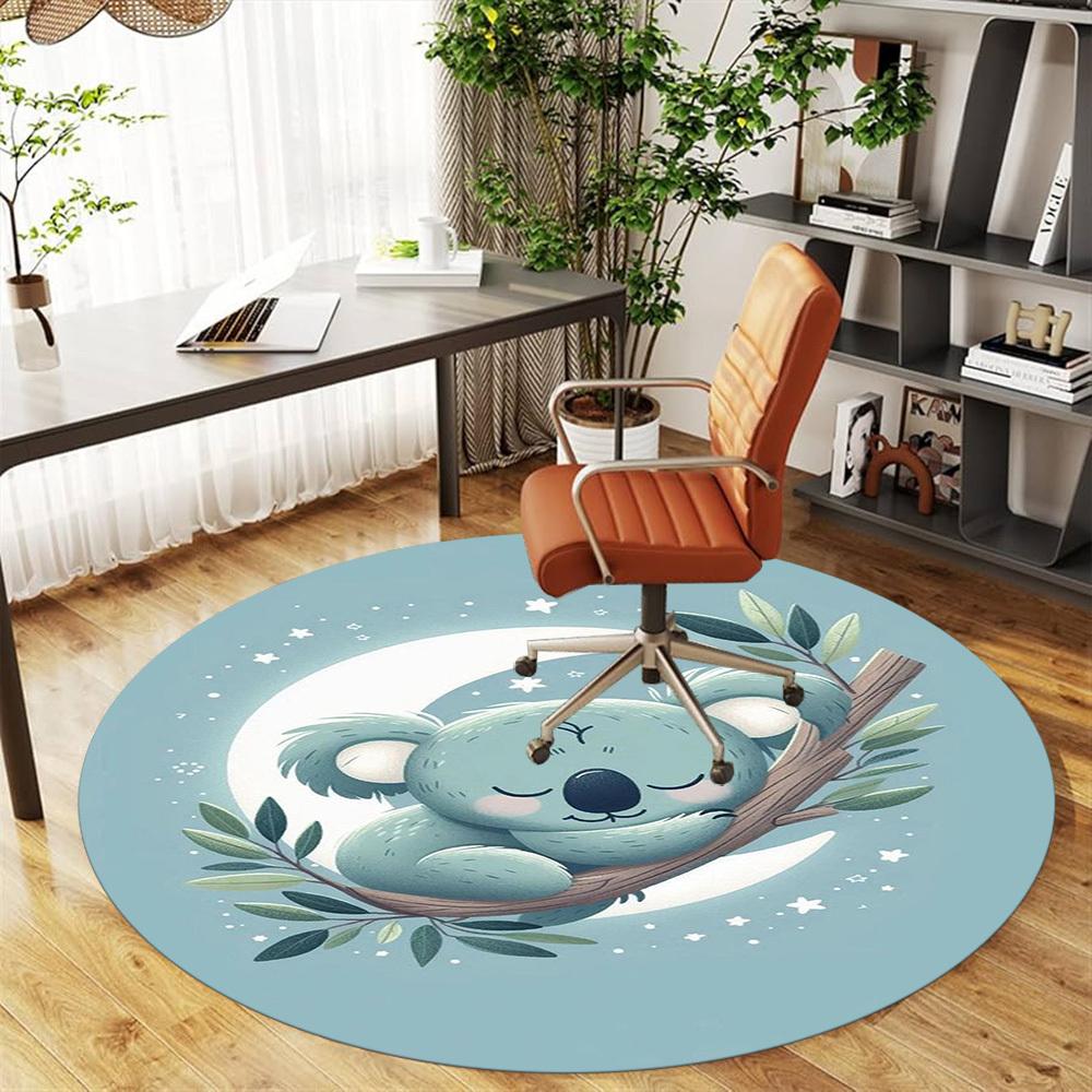 1PC Koala Moon sleep Night Round Chair mat Area Rug - Non-Slip, Floor Mat for Office, Bedroom, home decor Christmas Gift c0528084