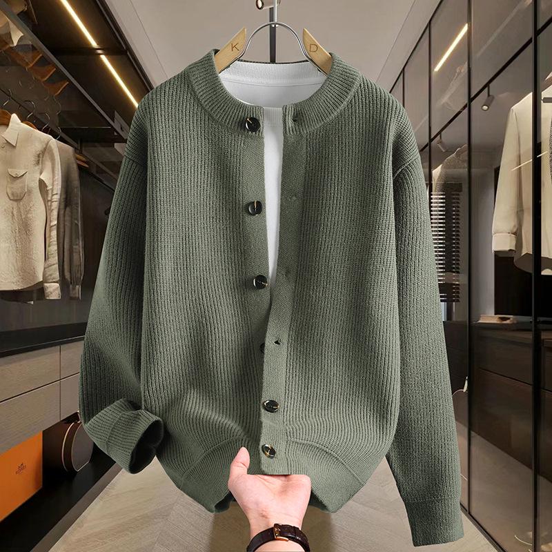 Мужской вязаный кардиган-свитер с круглым вырезом, осень 2023 XS