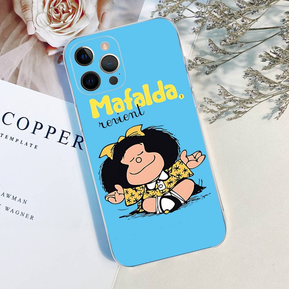 

Cartoon M-MafaldaS Anime Phone Case For IPhone 17 16 15 14 13 11 12 Pro Max 16 Plus Transparent iPhone 14 pro