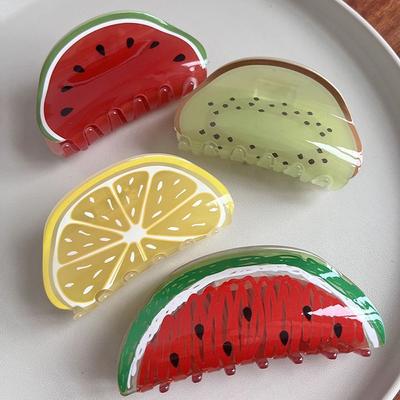Krebsklemme Orange Haarklammern Zitrone Koreanische Haarklammern Damen Haiklammer Wassermelone Früchte Haarkralle