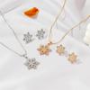 2 Pcs/set Women's Earrings Alloy  Full Diamond Snowflake Necklace+ Snowflake Earrings