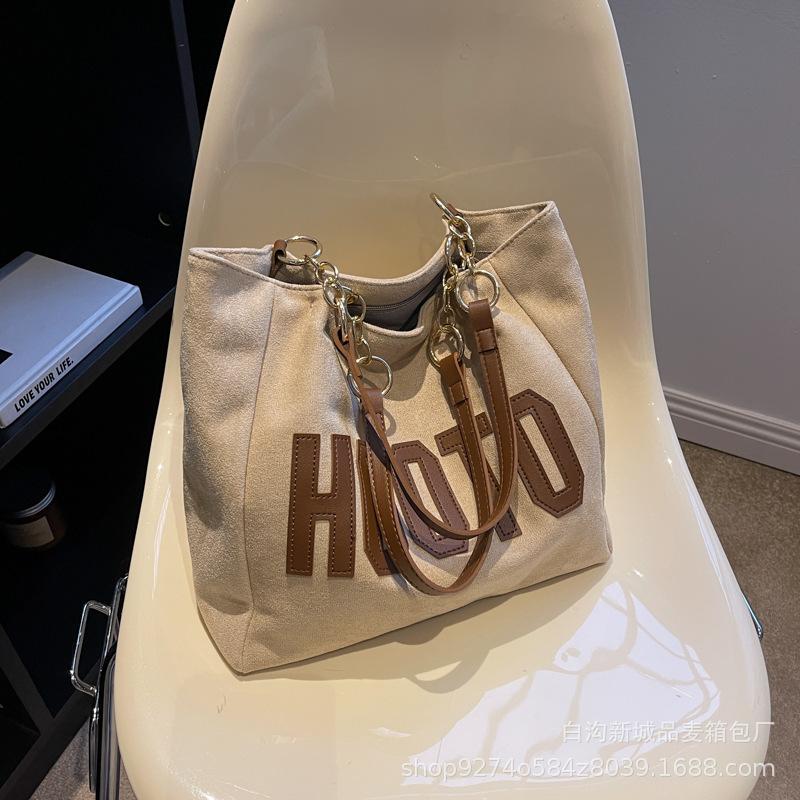Summer fashion explosion commuter big bag women 2025 new trendy foreign style canvas bag large capacity tote bag