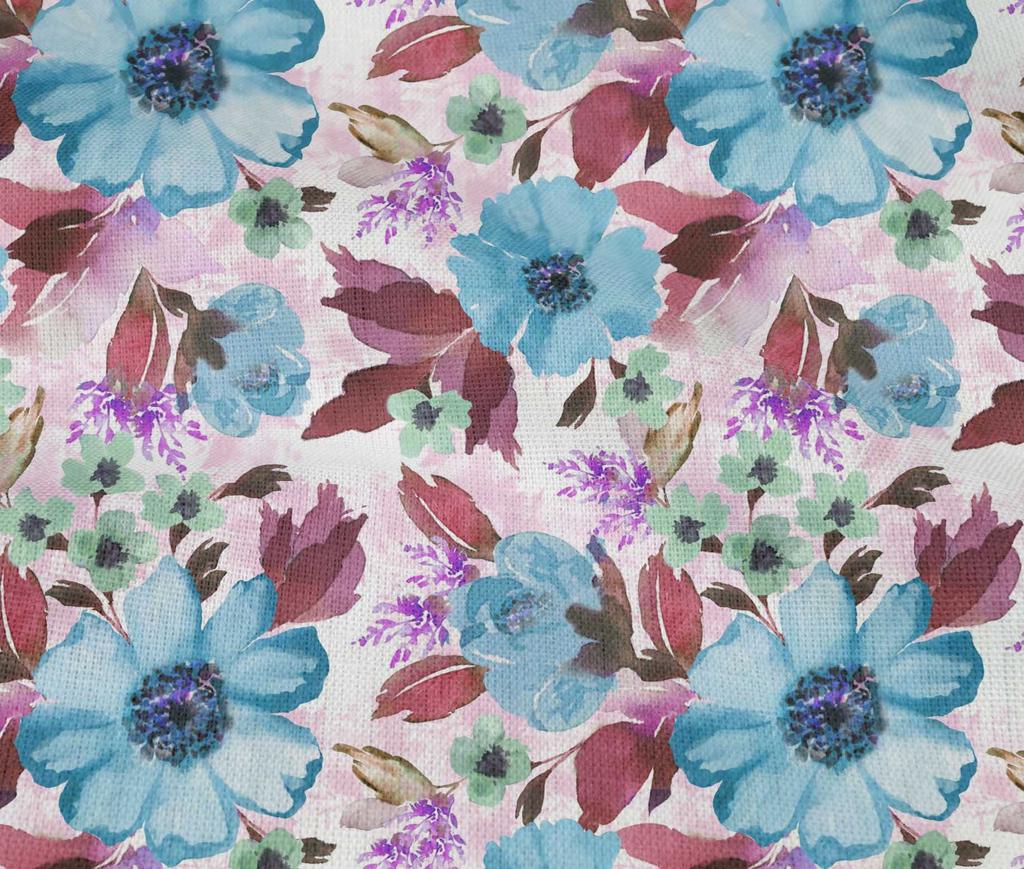 oneOone Cotton Flex Fabric Watercolor Leaves & Flower Floral Printed Craft Fabric BTY 40 Inch