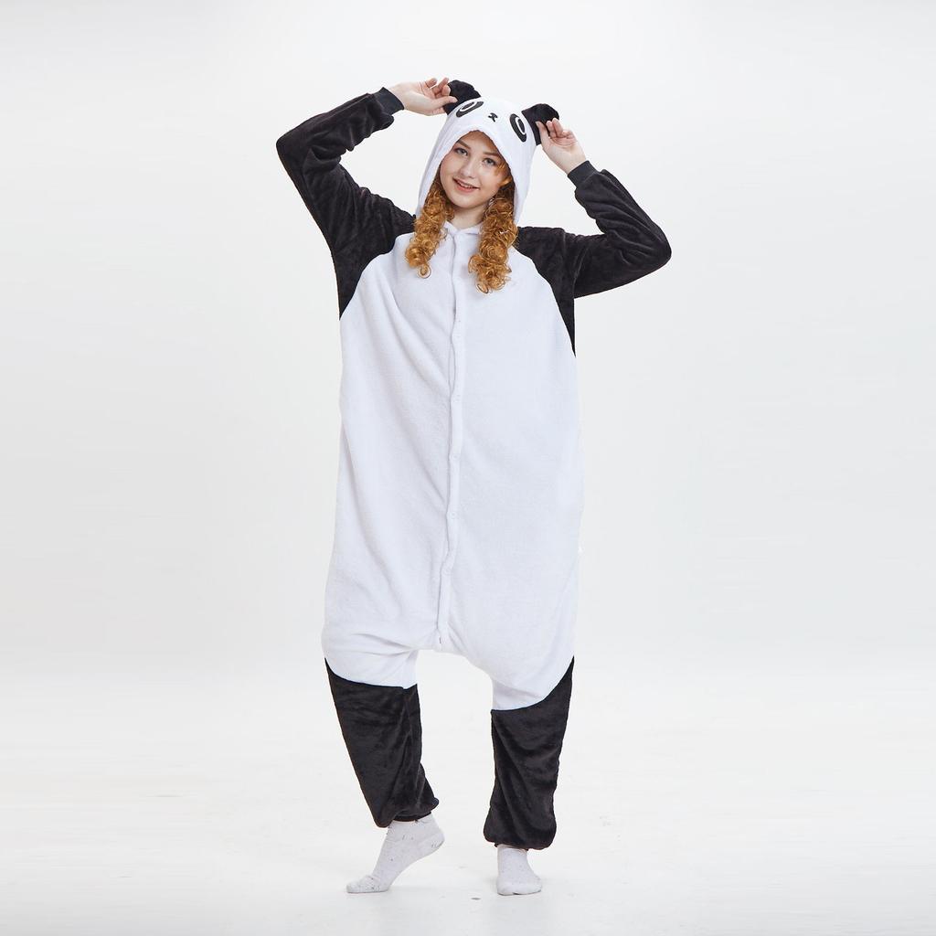 Women Flannel Cartoon Animal One-Piece Pajamas  Keep Warm Pajamas