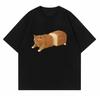 Summer Loose Funny Bread Cat Print Tshirt Unisex Oversized Cotton Short Sleeve Tee Harajuku Streetwear Casual Summer Tops
