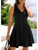 Women's Sleeveless V-neck A-line Summer Beach Dress