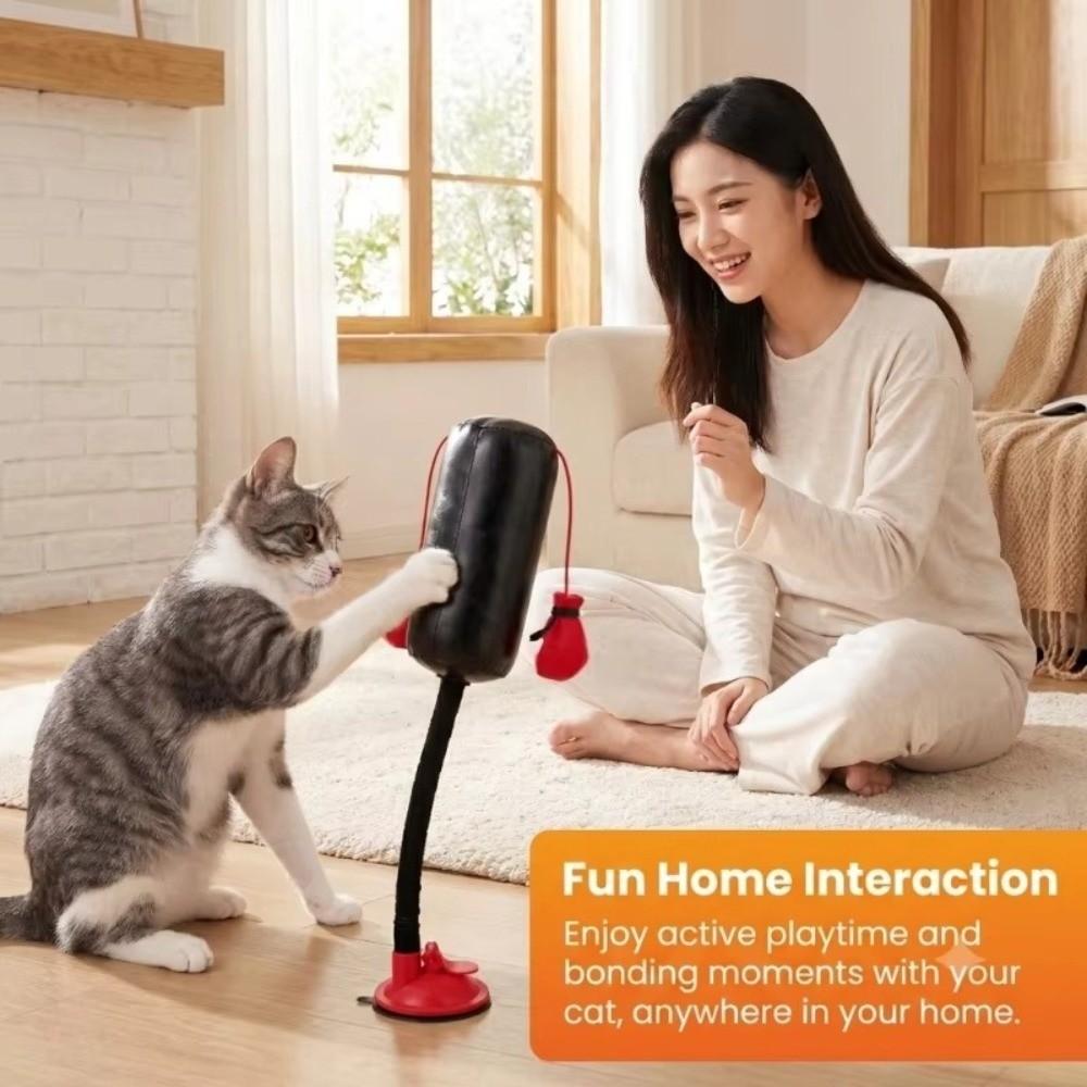 Spring Loaded Cat Boxing Toy Suction Cup Base Pet Scratching Toy Durable Speed Bag Toy Activity