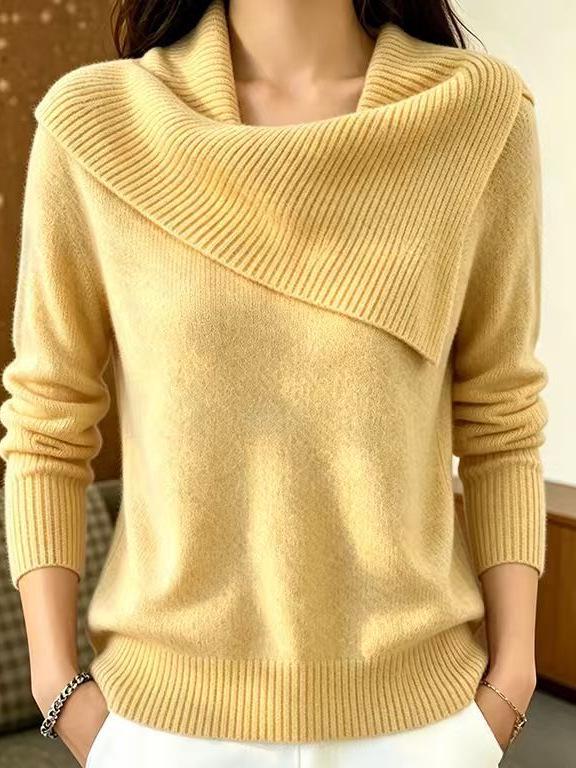 Women's Retro European & American Slimming Lapel Sweater - Playful & Versatile Knit Design