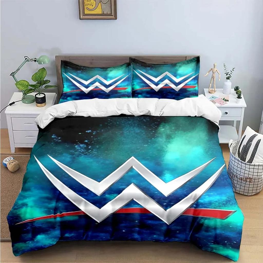 Mode 3D Lutte Sports W-Wwe Imprimé Ensembles de Literie Ensemble Fournitures de Lit Housse de Couette Ensemble Couette de Lit Ensemble de Literie Cadeau de Luxe