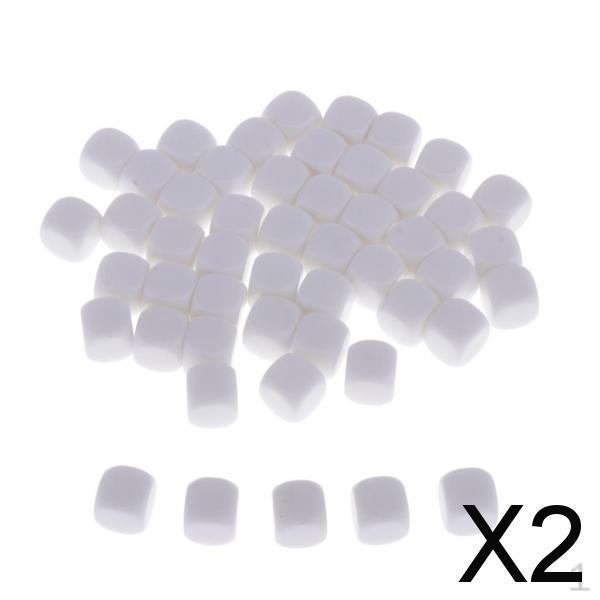 

2x 50pcs White Blank Dice 6 Sided RPG Gaming 12mm DIY Sticker