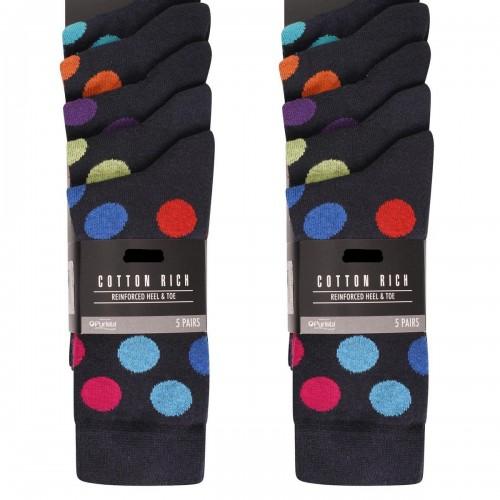 Ex Store Mens Spotted Cotton Socks (Pack of 10)