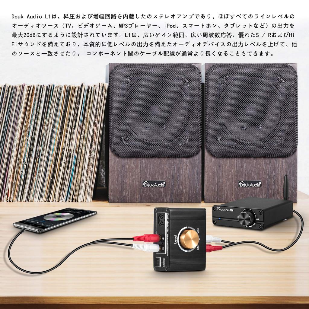 Douk Audio L1 Mini Stereo Line Level Booster Amplifier Audio Preamplifier 20dB Gain Volume Control +