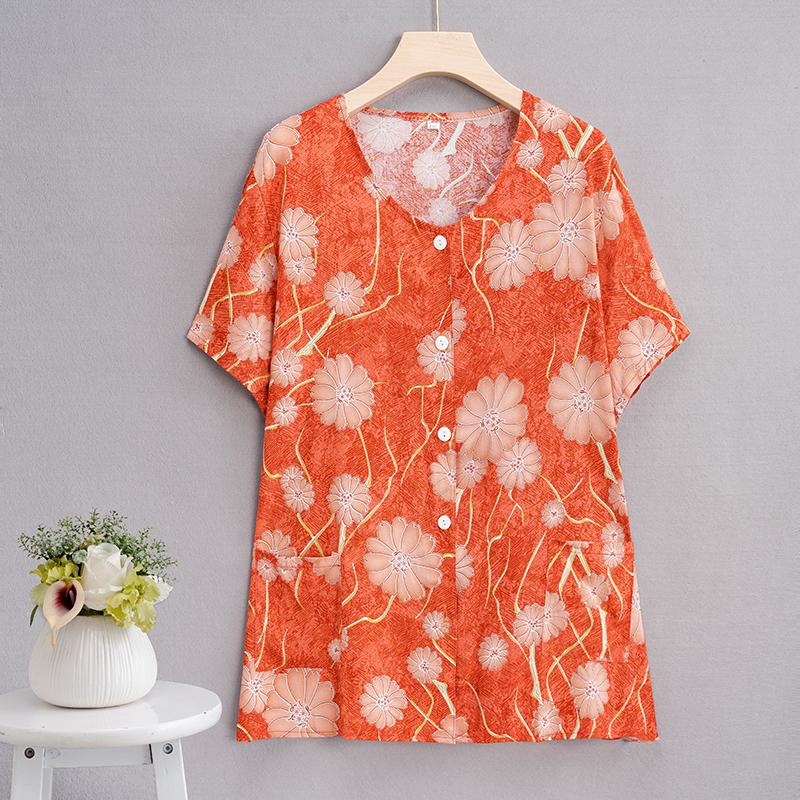Summer Top Women Cardigan Thin Short Sleeve Plus Size Women's Blouse Summer Loose Vintage Clothes