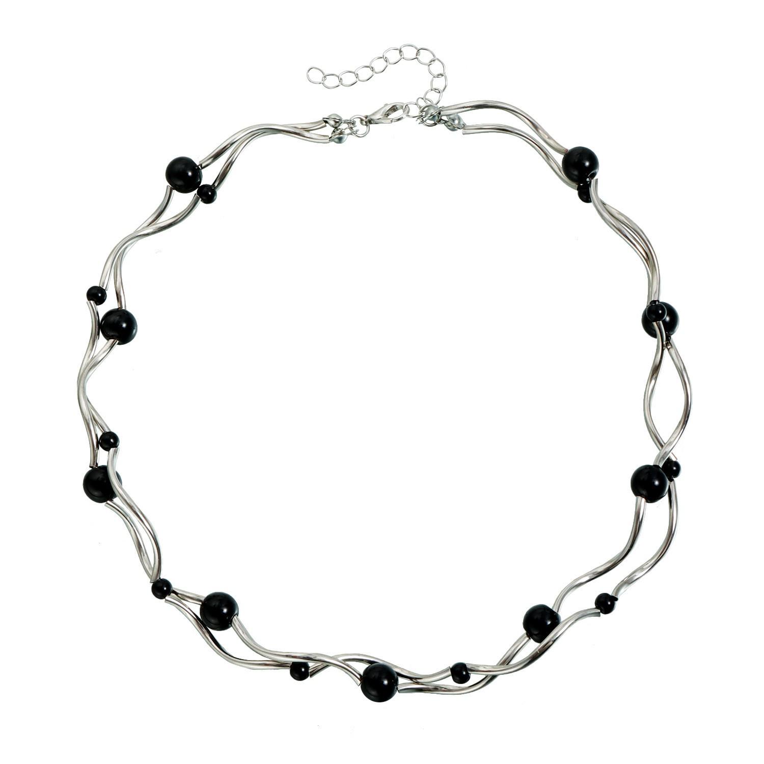 Двухслойное спиральное медное трубчатое бусинное ожерелье: Европейский/Американский Креативный Короткий Тренд чёрный