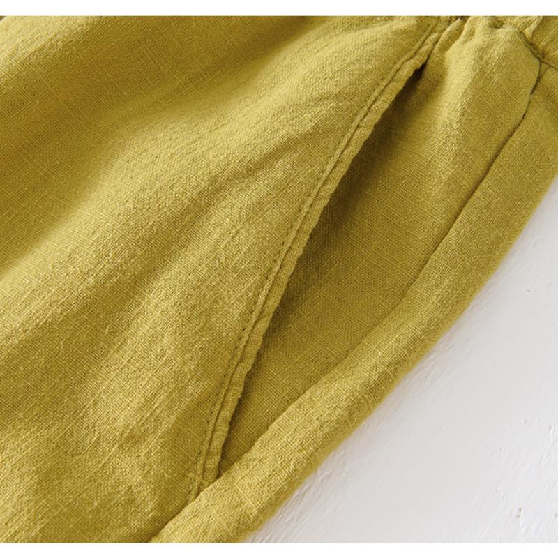 Summer Fashion Men's Shorts Youth Beach Baggy Short Pants Casual Solid Color Thin Cotton Linen Elastic Waist Shorts Breathable