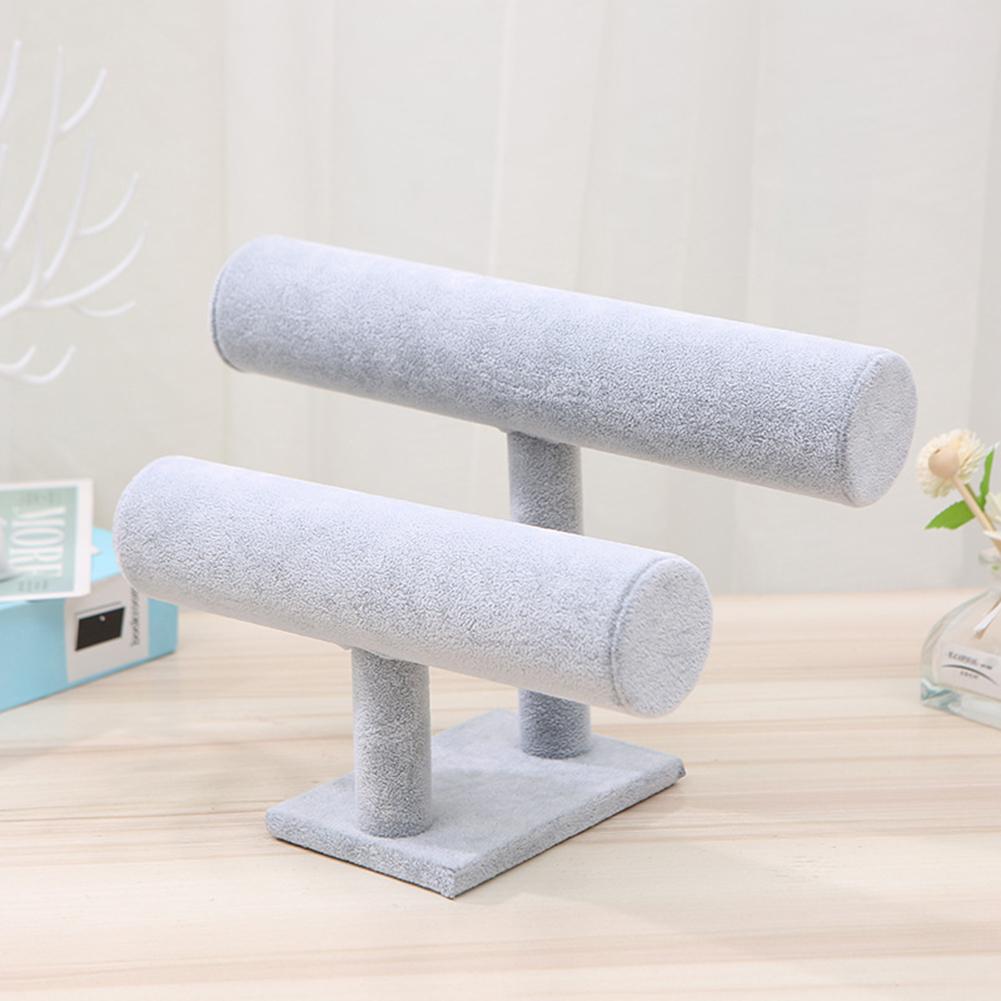 Styling Jewelry Display Stand Portable Velvet Bracelet Bangle T-Bar Headrope Rack Watch Ornaments Organizer 1/2/3-Tier