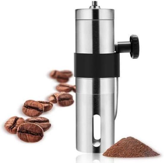 MOPCONY New Large Capacity 30g Mini Manual Coffee Grinder, Stainless Steel Coffee Bean Hand Crank Portable Grinder with Non-Slip Silicone Cover and