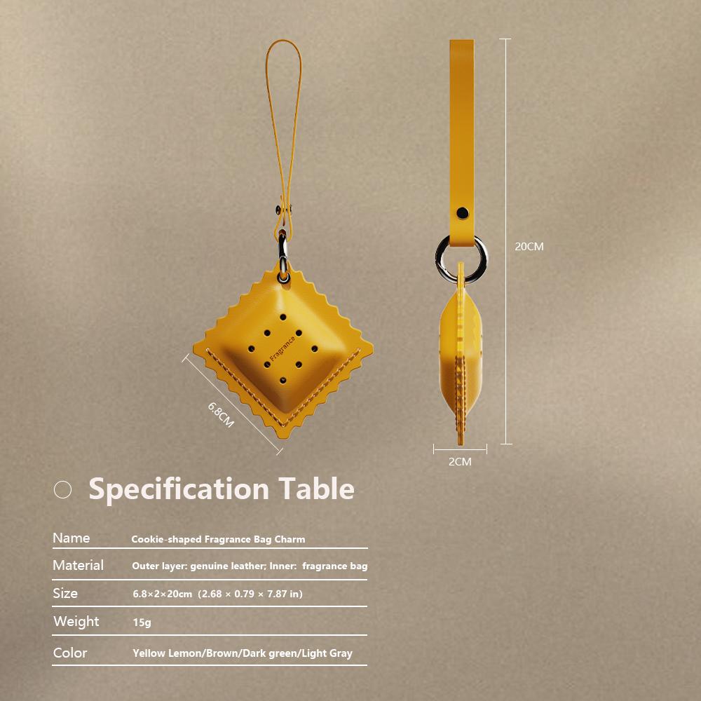 Genuine Leather Biscuit Shaped Aromatherapy Sachet Long Lasting Fragrance Car Home Scented Bag Pendant Decoration