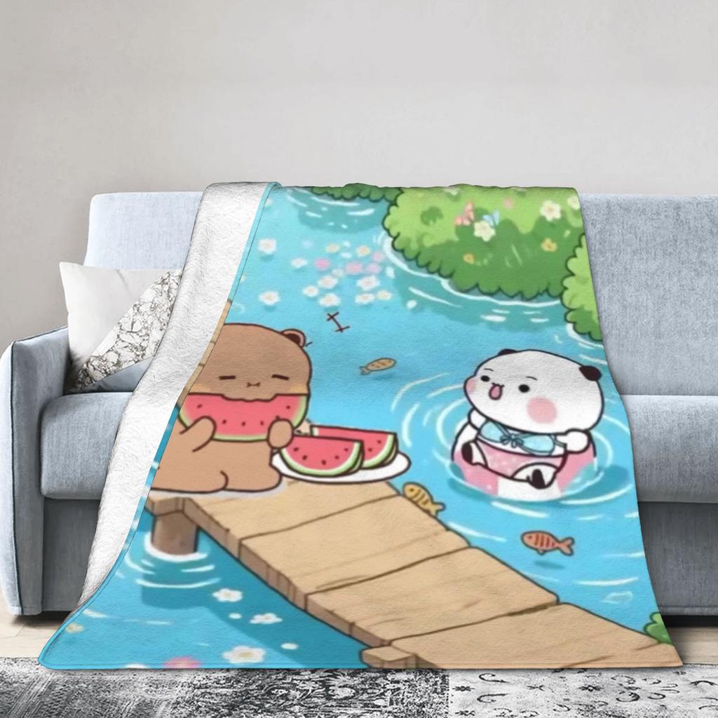 Bubu & Dudu Appreciating Lanterns Flannel Blankets Winter  Super Soft Throw Blanket for Home Decor Novelty Bedspread Bed Cover