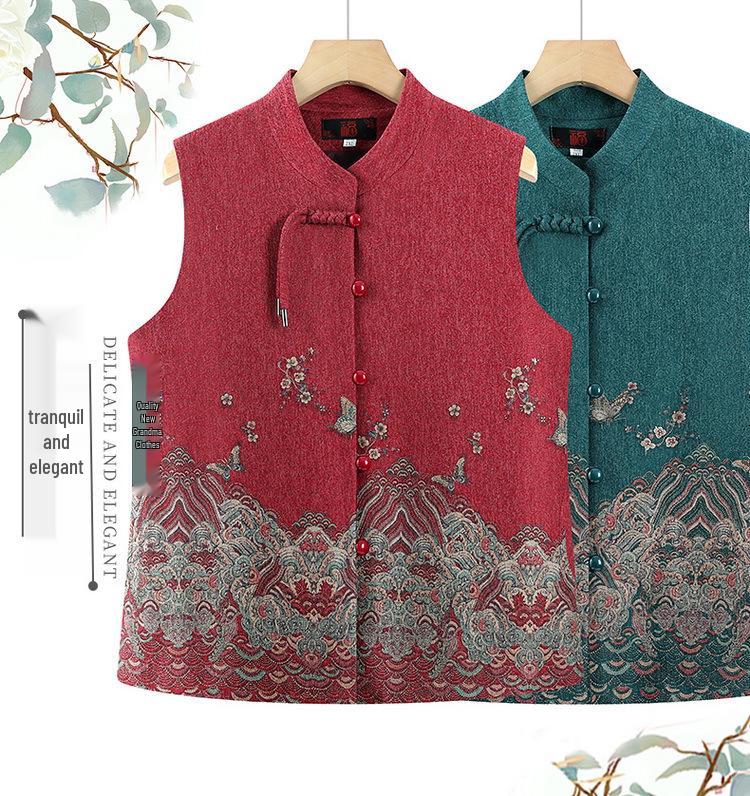 Women's Chinese Style Sleeveless Vest for Spring/Autumn