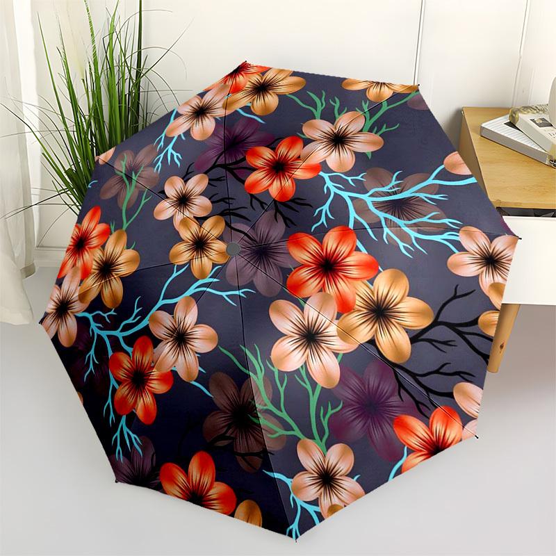 1pc Floral Pattern Design Umbrella with Plastic Handle,Suitable for All Seasons Umbrellaptys26021