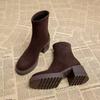 Fashion Ankle Boots For Women High Heels Suede Fashion Chunky Shoes Designer Luxury Winter Boots 2025 New Dress Botas Para Mujer Zapatos