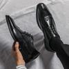 2024 Hot Selling Men's Pointed Carved Block Formal Leather Shoes Fashionable New Men's Lace Up Business Casual Leather Shoes