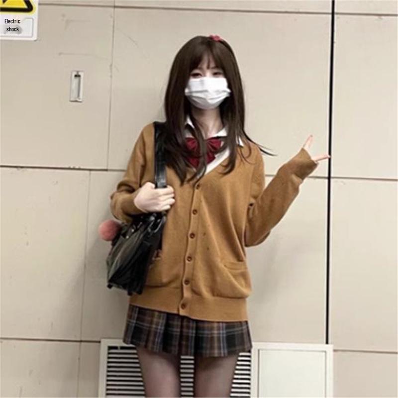 Original JK Women's Cardigan Sweater Coat - Autumn/Winter Japanese School Style, Long Sleeve Knit Top