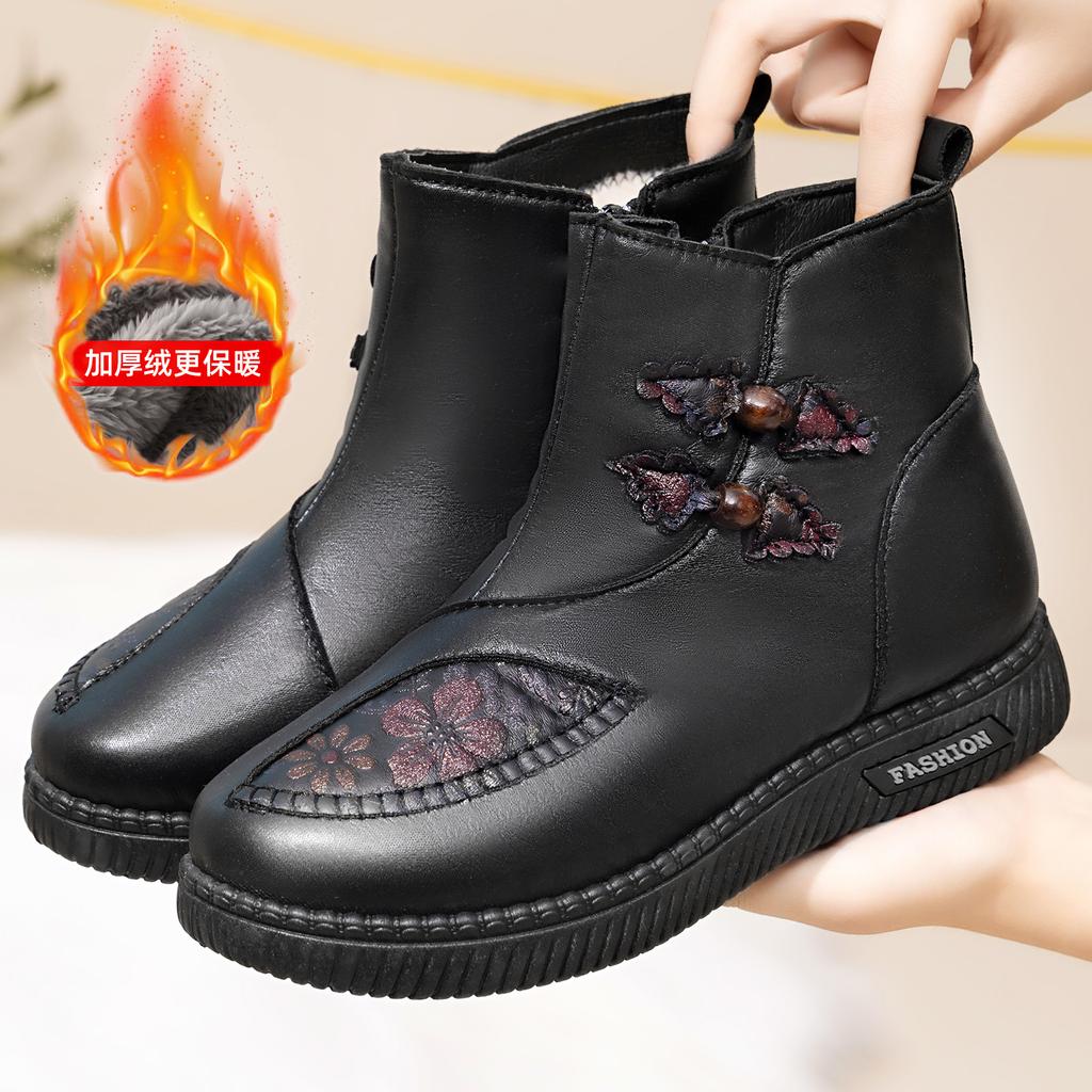 Cotton shoes women's new winter velvet thickened waterproof snow boots one pedal non-slip mother shoes warm cotton boots