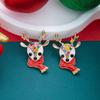 Joyful Charming Christmas Reindeer Enamel Crystal Earrings for Women Holiday Rhinestone Earrings Drop Earrings Festive Jewelry