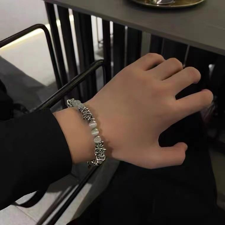 Chic Stylish And Cat Eye Stone Bracelet Titanium Steel Irregular Design Couples For