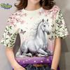 New Year's T-shirt with horse pattern print for women, 3D printed T-shirt