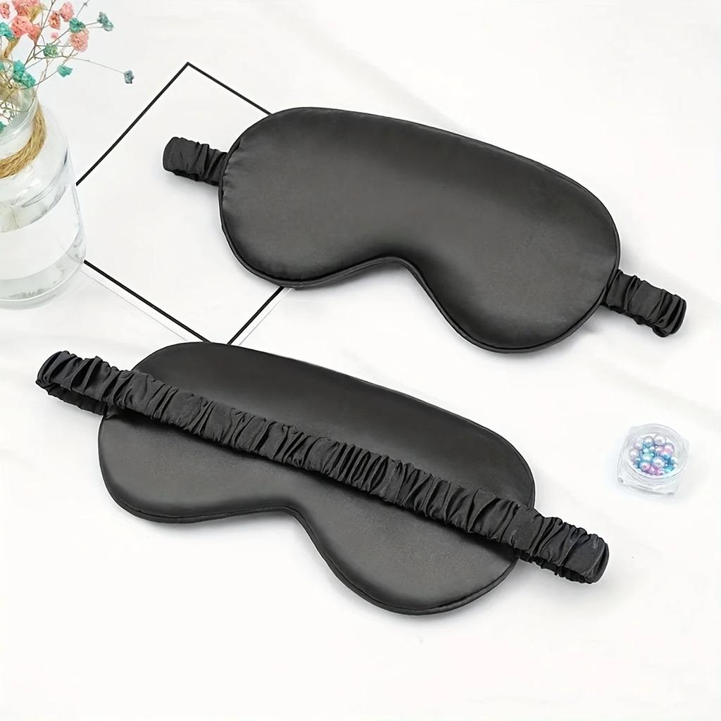 Double-Sided Artificial Silk Eye Mask Eye Shield Breathable Silk Eye Mask Bag Elastic Lunch Break Sleep Shading