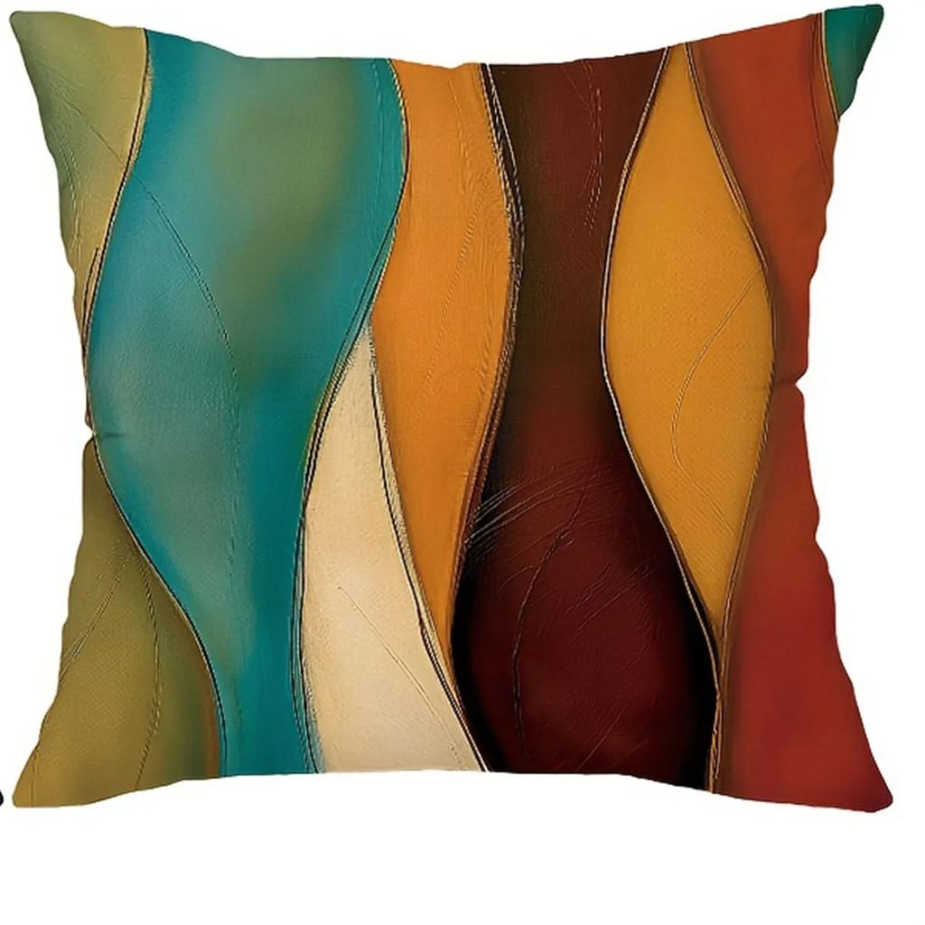 Heimdekoration Abstraktes Buntes Wellenmuster Digitaldruckmuster Kissenbezug Für Sofa, Schlafzimmer, Auto, Kissenbezug