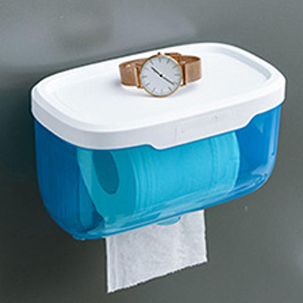 Porta Fazzoletti da Parete Senza Fori Toilette Trasparente Semplice Impermeabile Blu