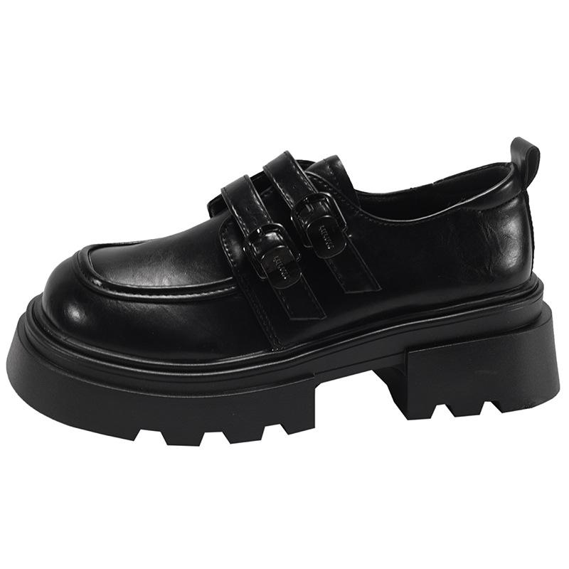 Black British Style Heightened Platform Small Leather Shoes Women's 2025 New Summer Versatile Soft-soled French Mary Jane Single Shoes
