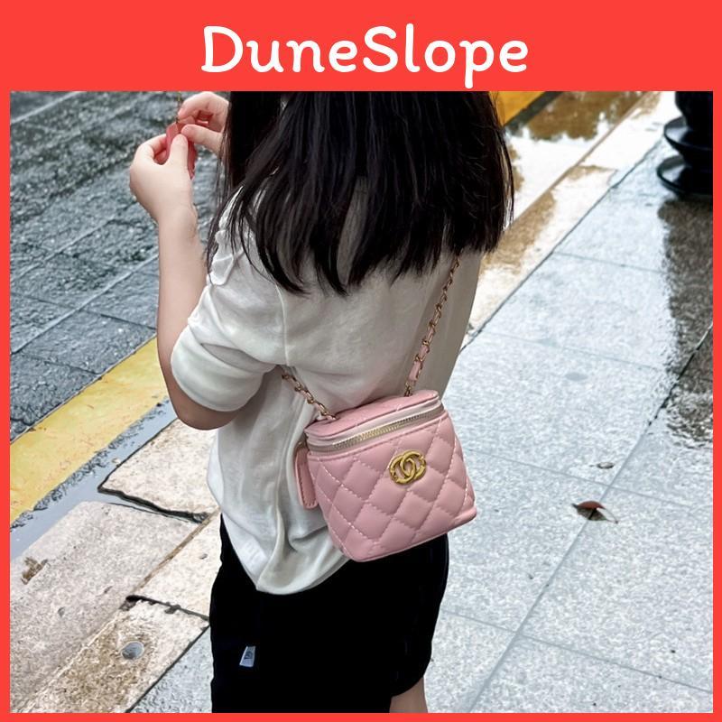 Childrens Fashion Lattice Print Solid Color Crossbody Bag With Pu Material For Toddler Girls Daily Use